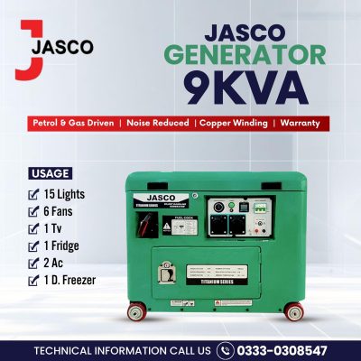 Jasco Titanium Series 9 KVA Petrol & Gas Generator